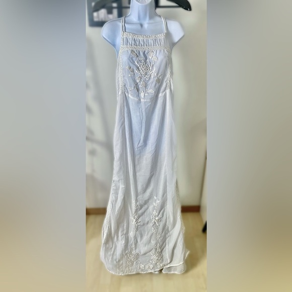 ASOS Embroidered Floral White Crochet Sheer Maxi Dress Boho Beach Bridal Dress 8 - Picture 2 of 11
